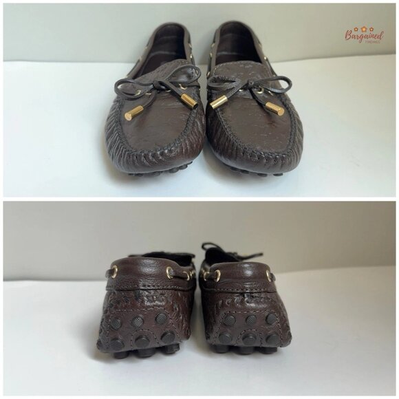 Auth Louis Vuitton Gloria Brown Monogram Leather Loafers EU N37 US 6 - Picture 7 of 12